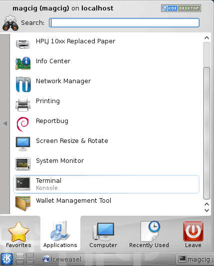 Debian Wheezy KDE Open a Terminal Window