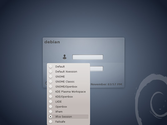 Install Xfce on Debian Wheezy 7 KDE - Select KDE Session