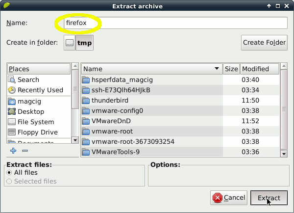 Install Firefox Nightly on Debian Xfce Extraction - Naming