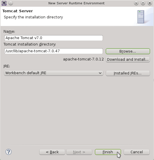 Eclipse JEE Create Tomcat 7 Server 2