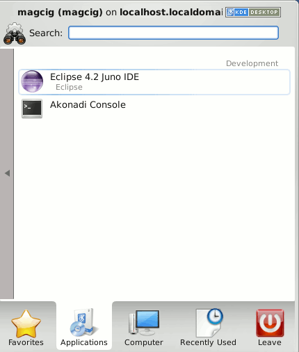 Install Eclipse IDE for Java Developers Debian Linux - KDE Eclipse Launcher