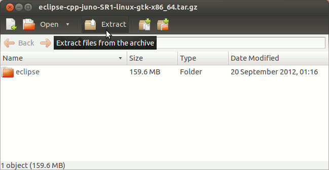 Install Eclipse for C on Ubuntu 14.04 Trusty - Extraction
