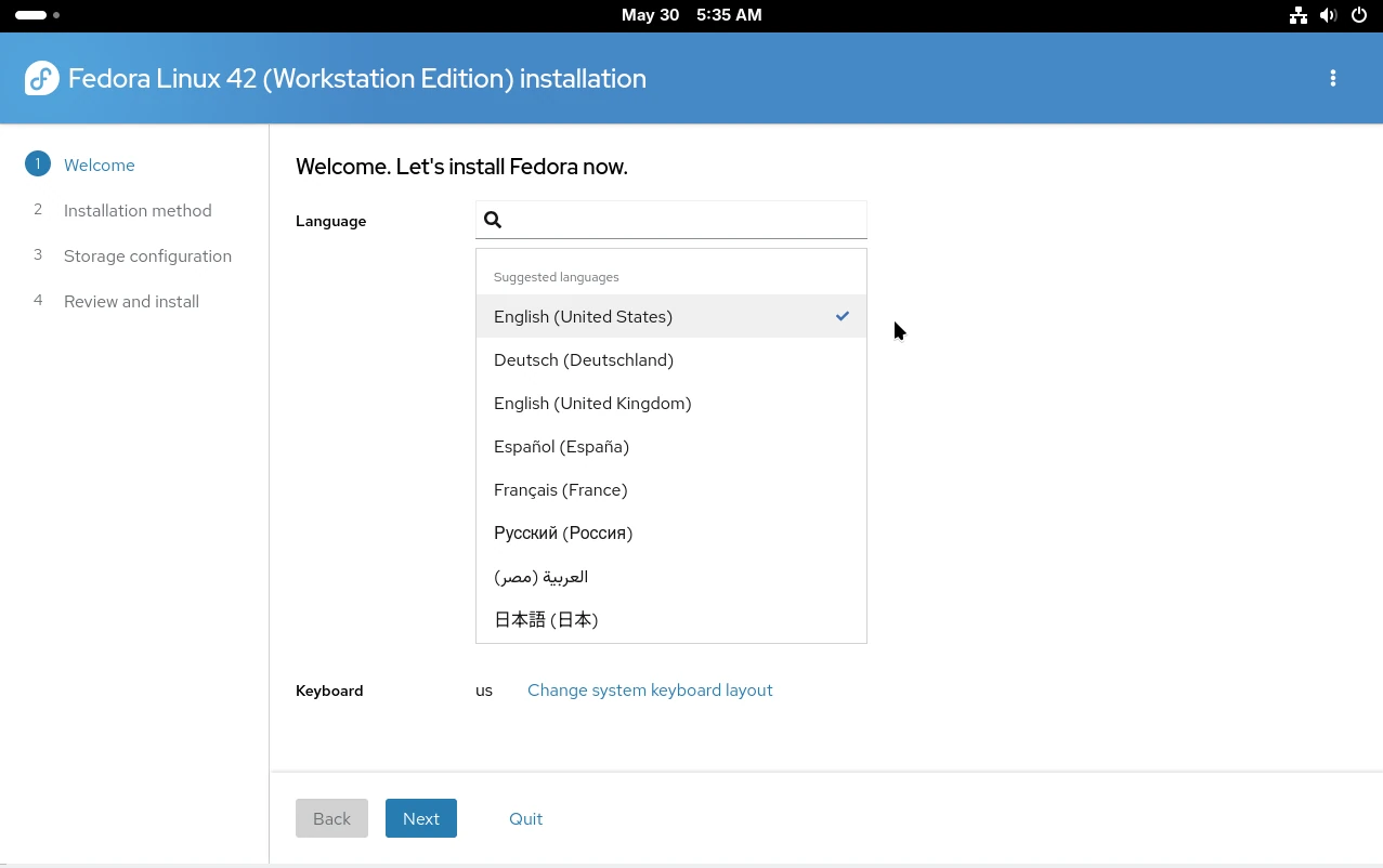 Language Selection