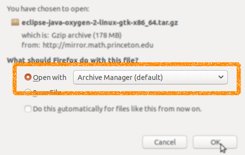 How to Install Eclipse Java on Ubuntu 22.04 Jammy LTS - Open with Archive Manager