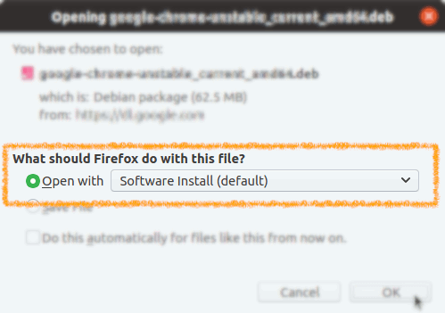 Firefox Prompt Open with Software Install