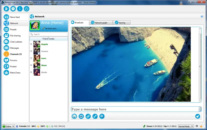 Installing RetroShare on CentOS desktop - UI