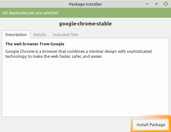 How to Install Google-Chrome Web Browser in Linux Mint 19.2 Tina Cinnamon - GDebi Installing Chrome .deb Package