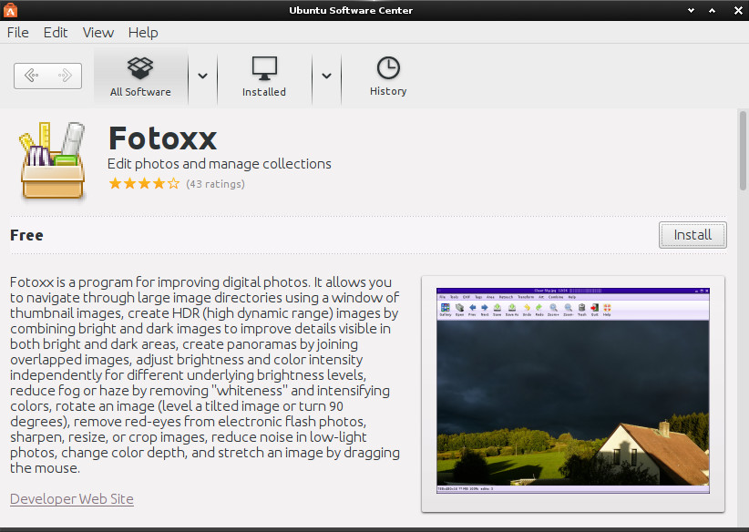 Installing Last Fotoxx on Ubuntu 15.04 Vivid - Installation by Ubuntu Software Center
