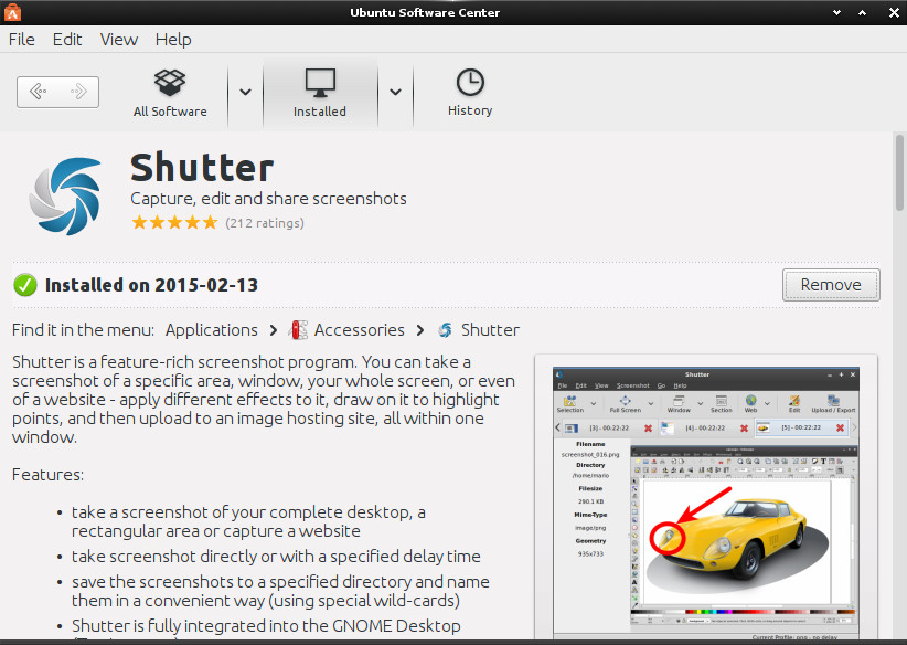 Installing Last Shutter on Ubuntu 15.04 Vivid - Installation by Ubuntu Software Center