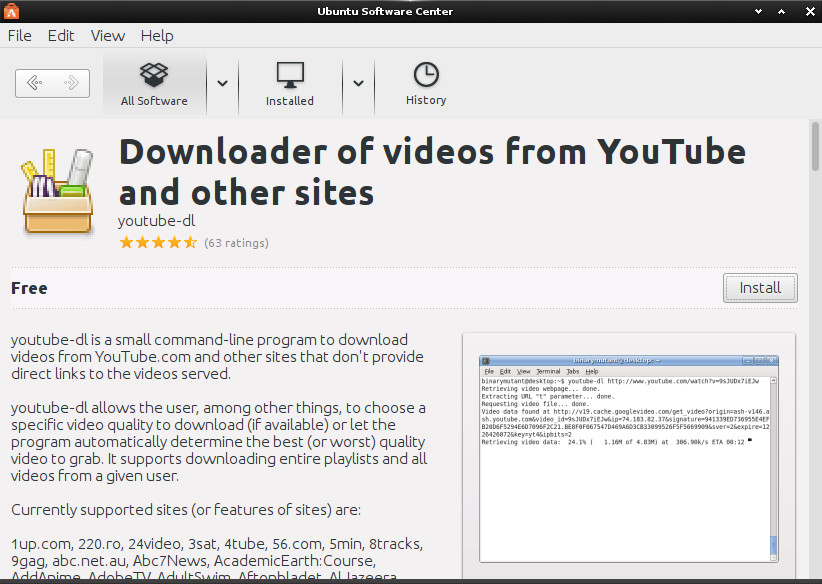Installing Last youtube-dl on Ubuntu 15.04 Vivid - Installation by Ubuntu Software Center