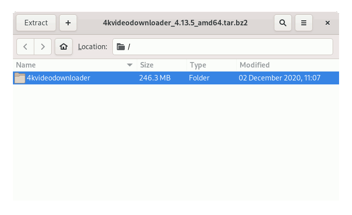 4K Video Downloader Gentoo Installation - Extracting