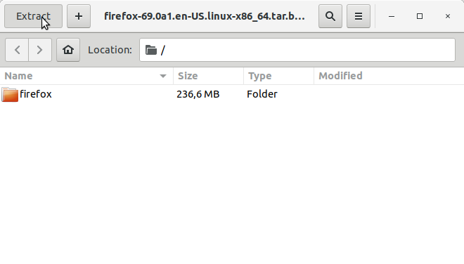 How to Install Firefox Nightly on Fedora 32 - Extraction