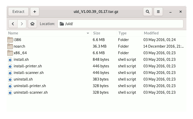 Linux Ubuntu Extracting Samsung Printers tar.gz Driver - Extraction