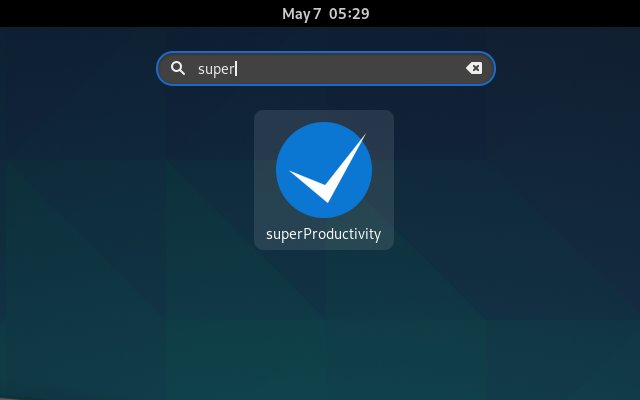 How to Install Super Productivity in Fedora 30 - Launcher