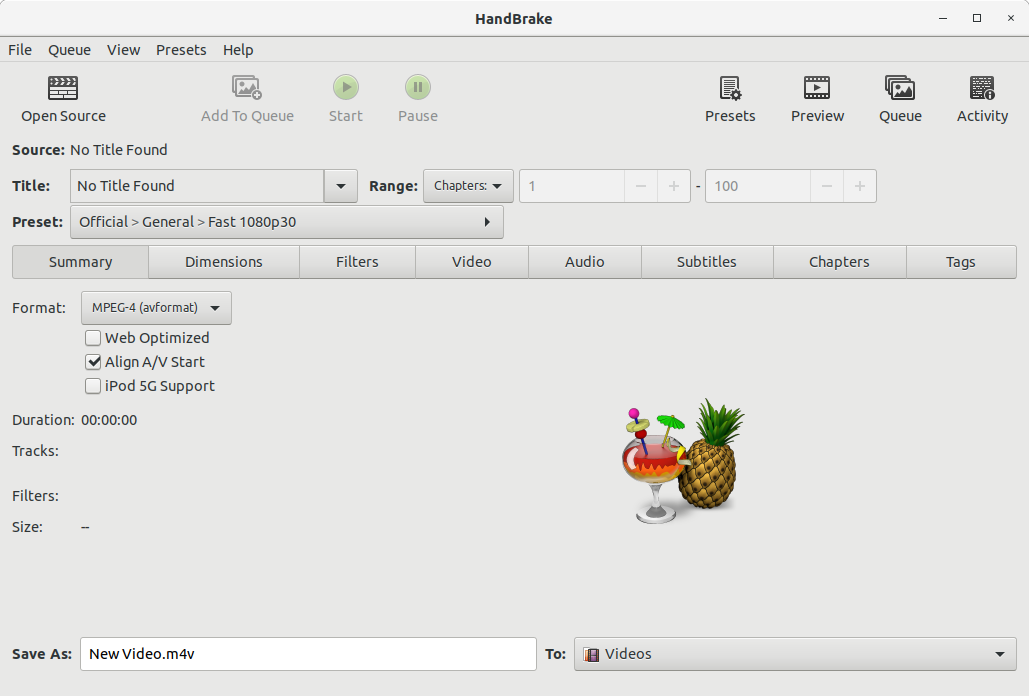 Installing HandBrake on Fedora Rawhide - UI