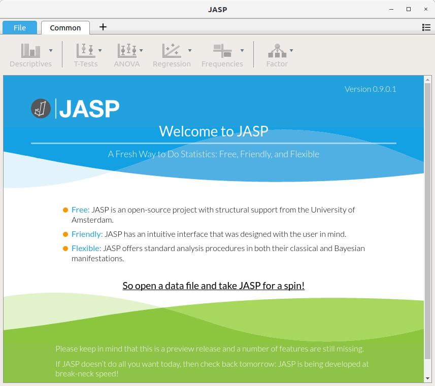 Installing JASP on Bodhi Linux 5 - UI