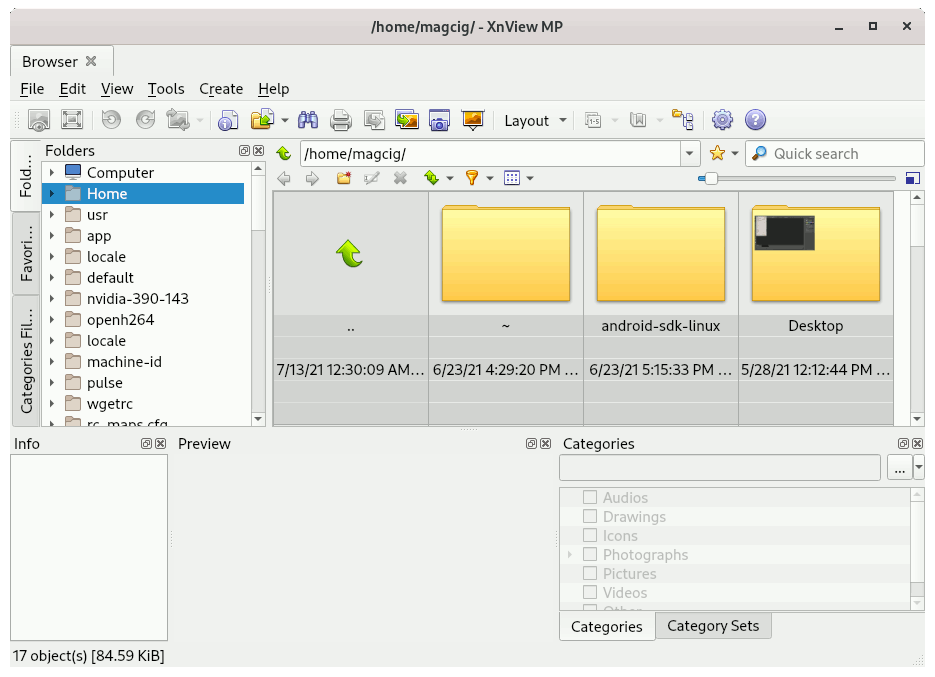 Installing XnView MP on Fedora 33 - UI