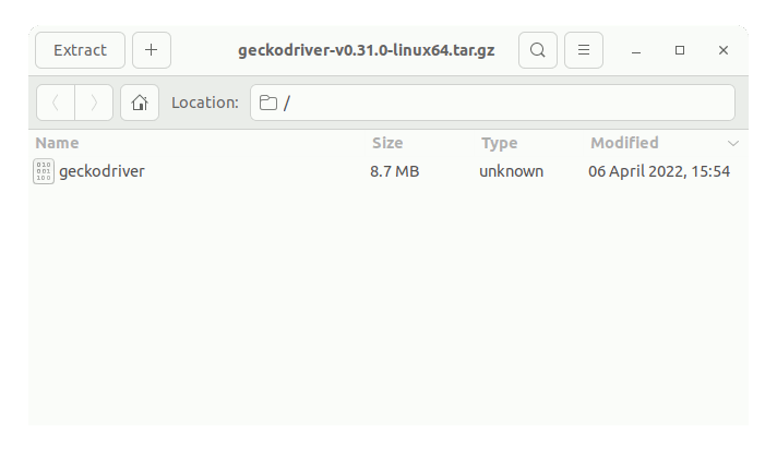 How to Install GeckoDriver on Linux Mint - Extracting