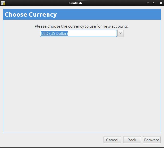 GnuCash Quick Start on Linux - Choose Currency