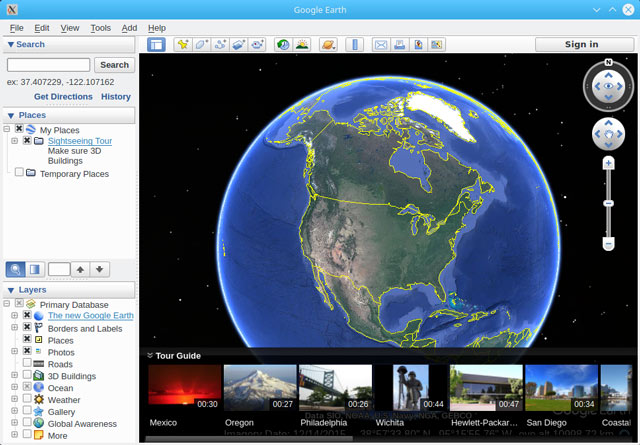 Installing Google Earth Pro for Red-Hat - Google Earth Pro GUI