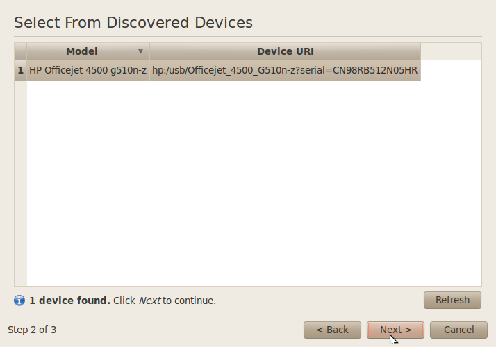 Select Discovered Device