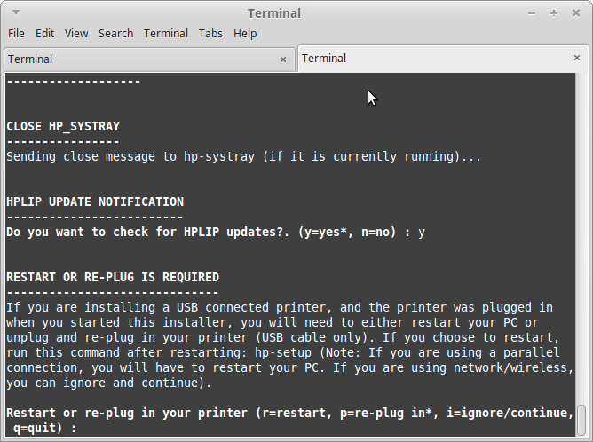 HP Printer Driver Installation on Xubuntu 18.04 Bionic - Re-Connect usb Printer