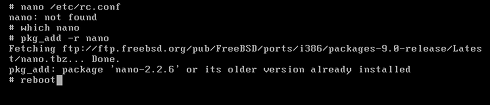 Install FreeBSD 9 KDE 4 Reboot to Activate Nano Editor