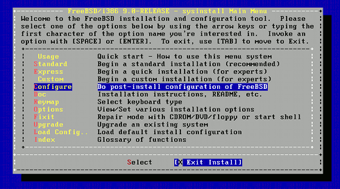 Install FreeBSD 9 KDE 4 Exit Sysinstall Menu