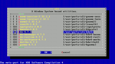VMware Fusion 4/5 Install FreeeBSD 9.X KDE Desktop - Select KDE 4 Group