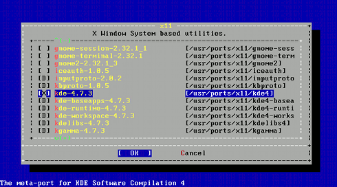 Install FreeBSD 9 KDE 4 Select KDE 4 Group