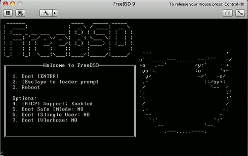 VMware Fusion 4/5 Install FreeeBSD 9.X KDE Desktop - Start FreeBSD Installation