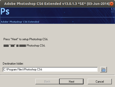 How to Install Photoshop CS6 with PlayOnLinux 4 on Kubuntu 14.04 Trusty - Photoshop CS6 Extended 13.1.3 Installer