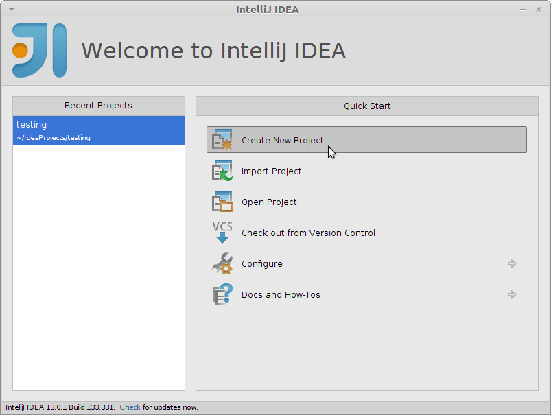 IntelliJ IDEA 14 Java Quick Start - Create New Project