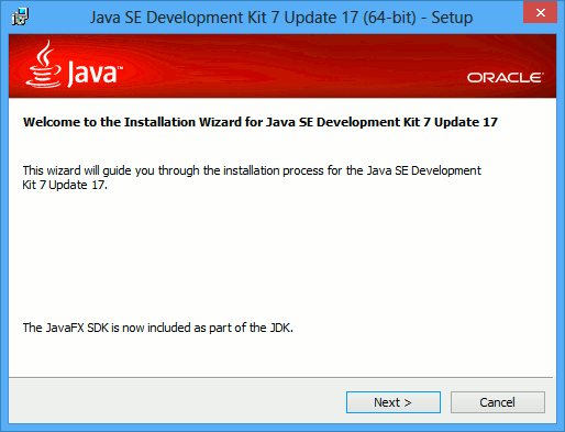 Start JDK 7 Installation Windows 7