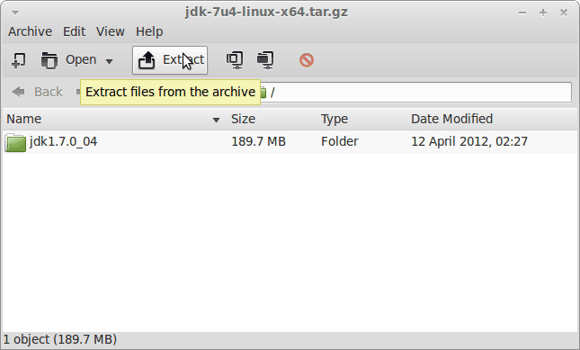 Linux Mint 13 Cinnamon Java JDK 7 tar.gz Extraction