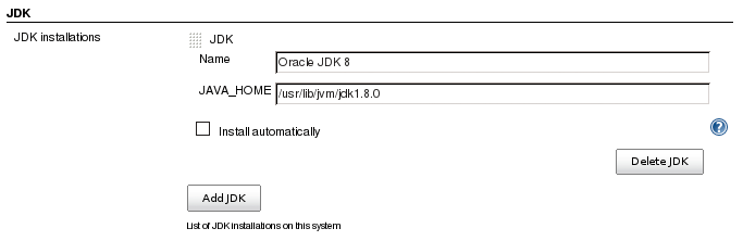 Jenkins CI Server Configuration - Set JDK Home