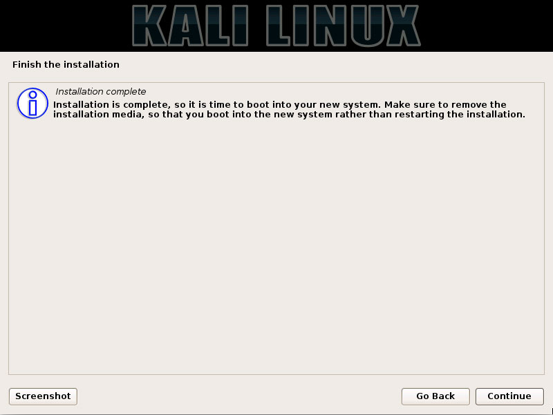 VMware Fusion Kali GNU/Linux 2019 Virtual Machine Installation Easy Guide - Installation Complete