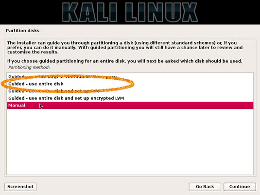 VMware Fusion Kali GNU/Linux 2019 Virtual Machine Installation Easy Guide - Guided use whole disk