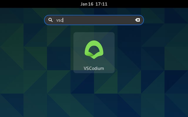 VSCodium CentOS 8.x/Stream-8 Installation Guide - Launcher