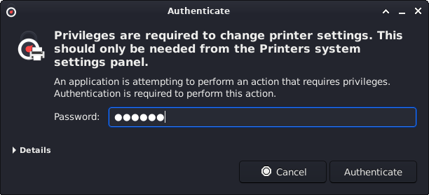How to Add Printer in Kali Linux Xfce Desktop - Authenticate