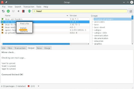 Install VMware-Tools for KaOS 2019 Linux - Installing Linux Headers