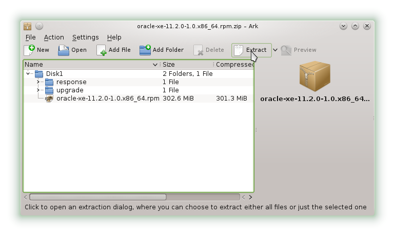 How to Install Oracle 11g R2 Express Database for openSUSE 13.x - Extraction