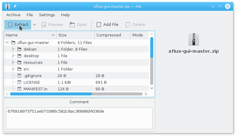 f.lux GUI Quick Start for Debian Stretch 9 - Extraction