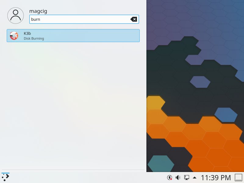 How to Burn ISO Image to CD/DVD Disk on KDE Neon 5.x Visual Guide - Launching K3b