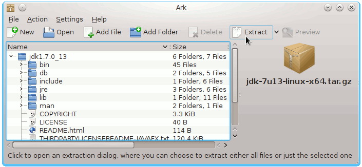 Linux KDE4 JDK Extraction
