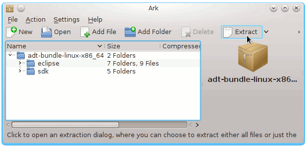 Install Android Bundle on Fedora 18 KDE - Eclipse ADT for Android Extraction