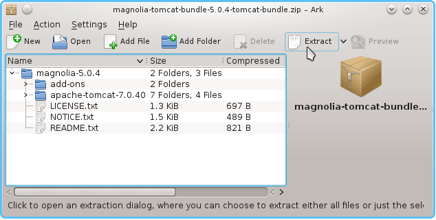 install magnolia cms Fedora KDE .zip Extraction