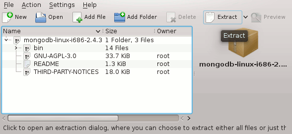KDE4 MongoDB Database tar.gz Extraction