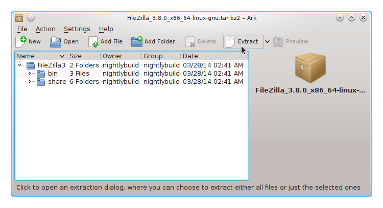 Install the Latest Filezilla Debian - Archive Extraction