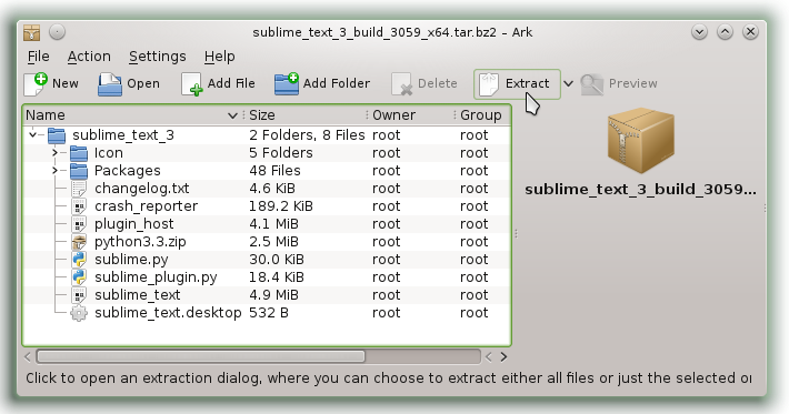 How to Install Sublime Text Editor on Gentoo Linux - Sublime Text Extraction